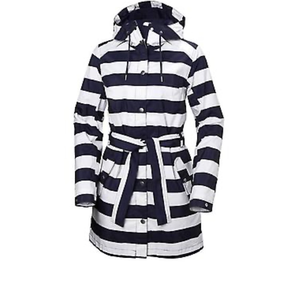 Helly Hansen Navy and White Striped Trench Coat